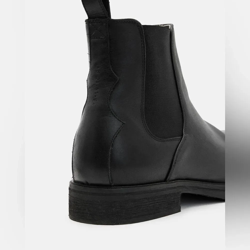 All Saints Creed Black Leather Chelsea Boots Mens 11 EU 44